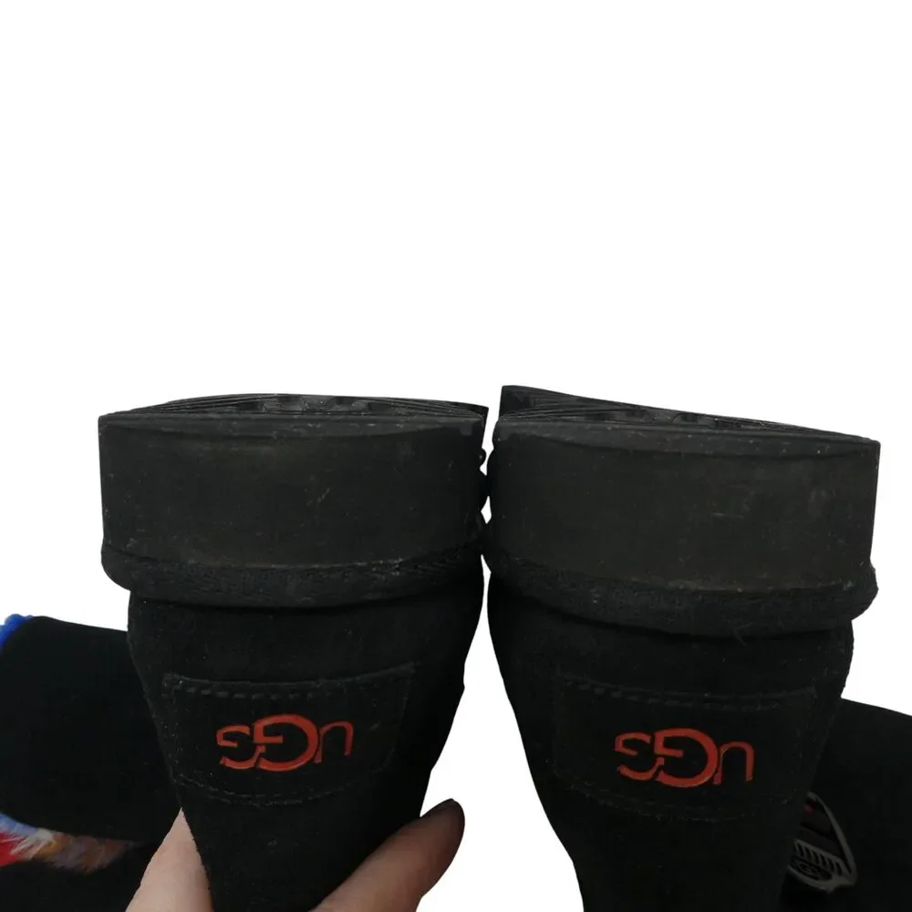 UGG Bailey Buckle Cali Collage Black Suede Fleece Lined Winter Boots